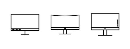 Monitor Screen Lineal Icon Symbol Vector. Black Outline Monitor Screen Iconのイラスト素材