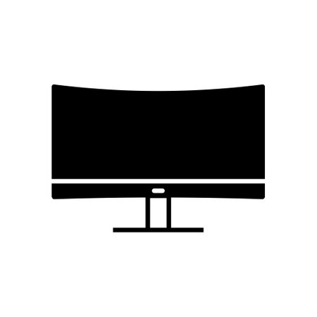 Monitor Screen Fill Icon Symbol Vector. Black Glyph Monitor Screen Iconのイラスト素材