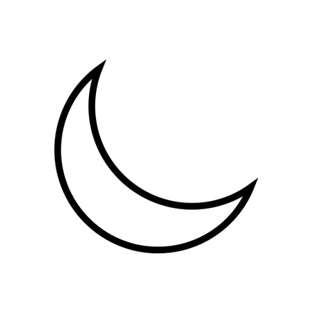 Moon Lineal Icon Symbol Vector. Black Outline Moon Iconのイラスト素材