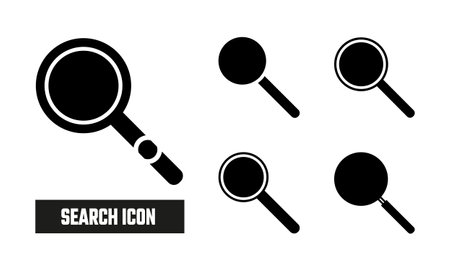 Search Fill Icon Symbol Vector. Black Glyph Search Iconのイラスト素材