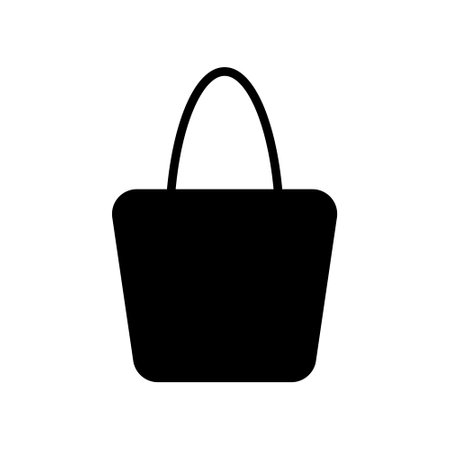 Shopping Bag Fill Icon Symbol Vector. Black Glyph Shopping Bag Iconのイラスト素材