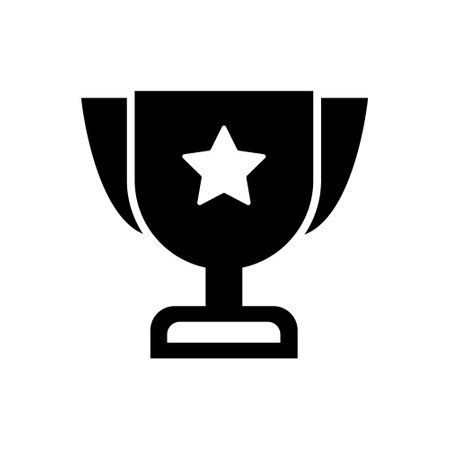 Trophy Fill Icon Symbol Vector. Black Glyph Trophy Iconのイラスト素材