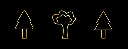 Golden Tree Icon Vector Illustrationのイラスト素材