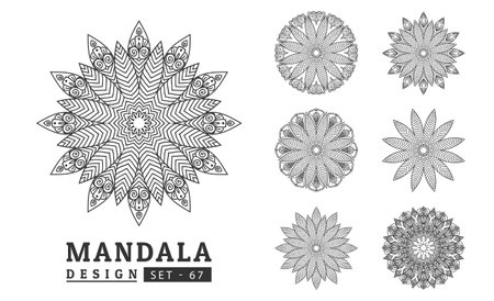 Mandala background design set vector illustrationのイラスト素材