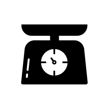 Weighing Scale Fill Icon Symbol Vector. Black Glyph Weighing Scale Iconのイラスト素材