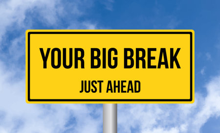 Your Big Break just ahead road sign on sky backgroundの写真素材