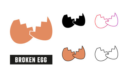 Broken egg Icon Set Vector Illustrationのイラスト素材