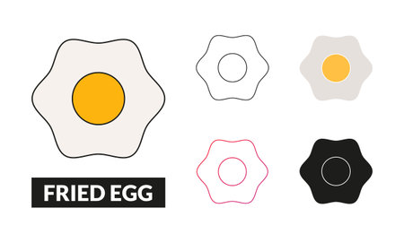 Fried egg Icon Set Vector Illustrationのイラスト素材