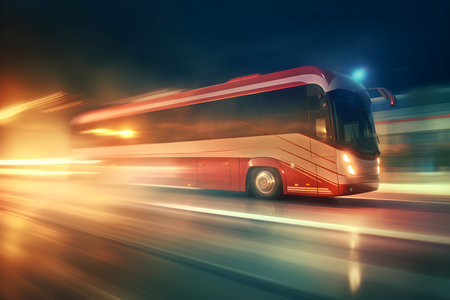 High speed bus on the highwayの素材