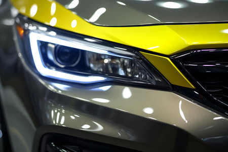 Close up of the headlight of a modern sports carの素材