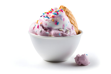 Delicious ice cream on white backgroundの素材