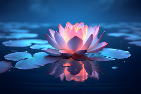 Beautiful water lily with reflection on water surfaceの素材
