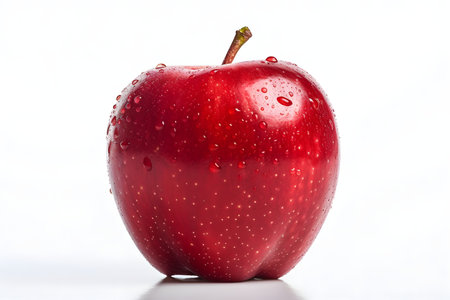 Red apple with water drops on white backgroundの素材
