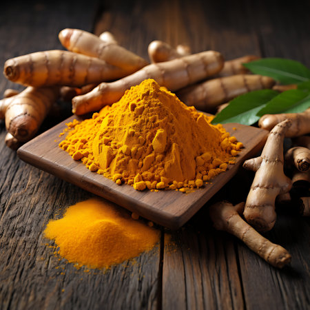 Turmeric powder and fresh turmeric rootsの素材