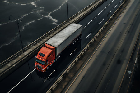 Truck on the highway. Freight transportationの素材