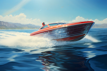 Luxury speedboat on the seaの素材