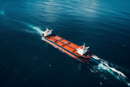 Large cargo ship sailing in the sea, tanker shipの素材