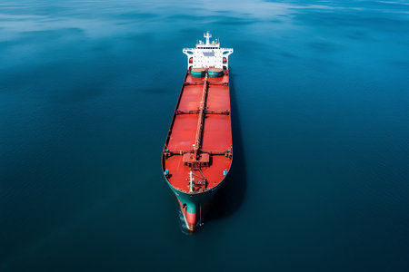 Large cargo ship sailing in the sea, tanker shipの素材