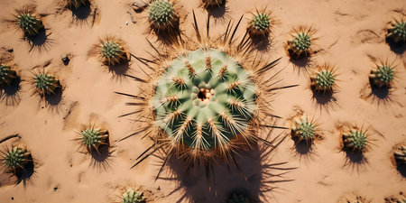 Cactus in the desert, top view of cactusの素材
