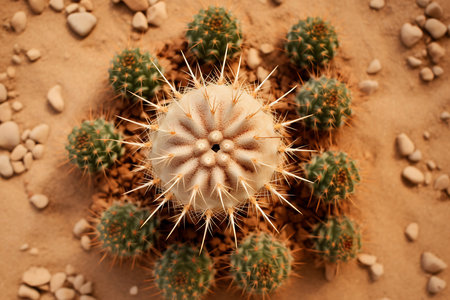 Cactus in the desert, top view of cactusの素材