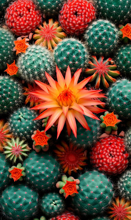 Cactus flowers in the desert. Colorful cactus flowerの素材