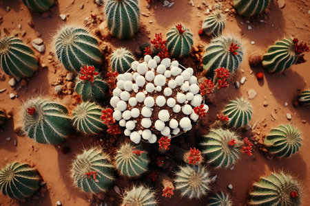Top view of cactus in the desertの素材