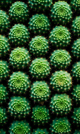 Green cactus background, top view of cactusの素材