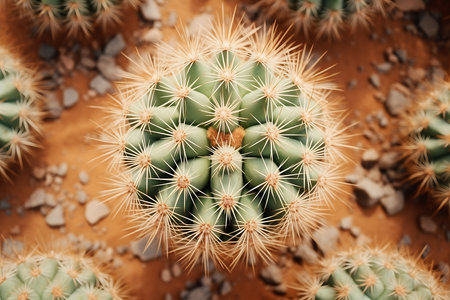 Top view of cactus in the desertの素材