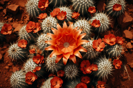 Cactus flowers in the desert. Colorful cactus flowerの素材