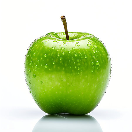 Fresh green apple on white backgroundの素材