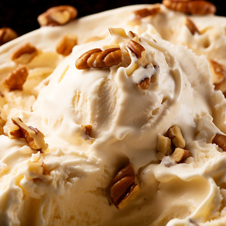 Close up butter pecan ice cream textureの素材
