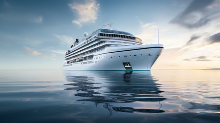 Cruise Ship in the Sea on a Sunny Dayの素材