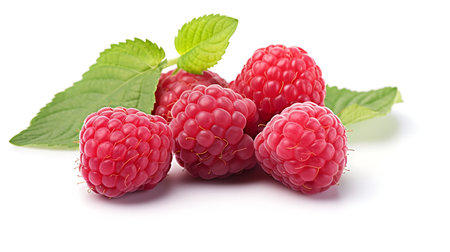 Raspberrys fruit on white backgroundの素材