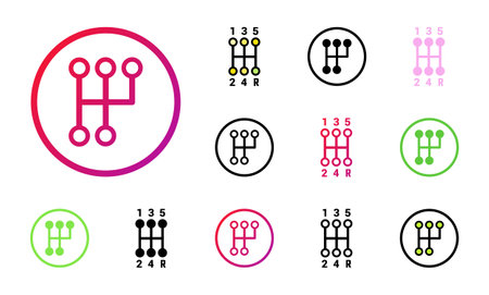Gearbox Icon Set Vector Illustrationのイラスト素材