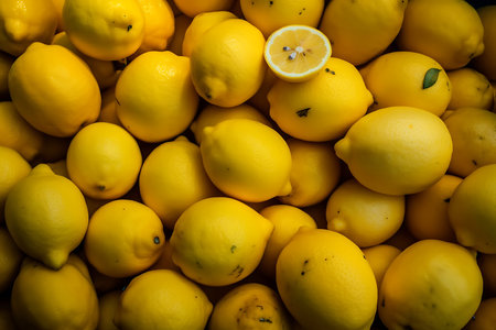 Fresh ripe Lemons as backgroundの素材