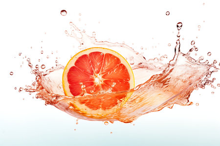 Blood Orange and splash of water on white backgroundの素材