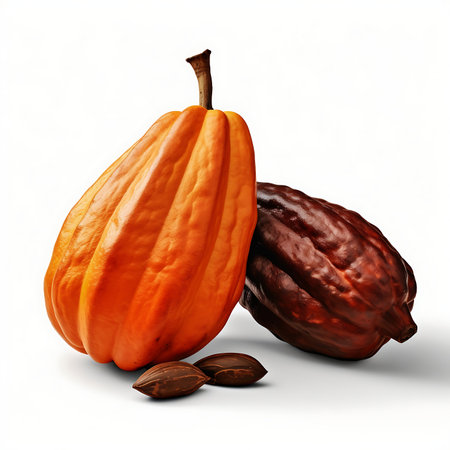 Cacao fruit on white backgroundの素材