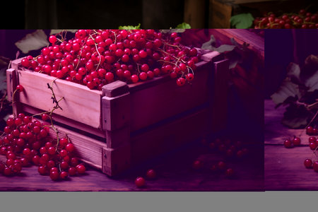 Fresh Cranberrys in wooden crateの素材