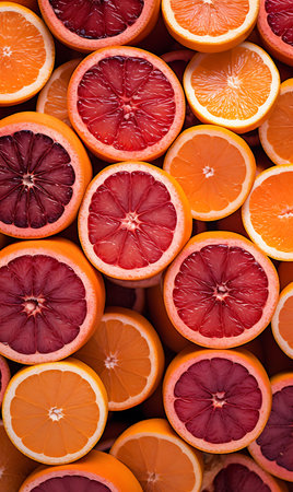 Fresh ripe Blood Oranges as backgroundの素材