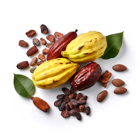 Cacaos on white background, Fresh Cacaosの素材