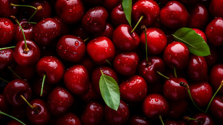 Fresh ripe Cherrys as backgroundの素材