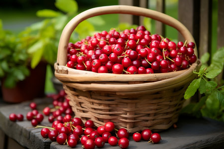 Fresh Cranberry fruit in a basketの素材