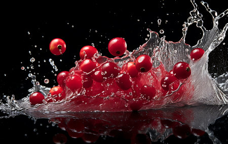 Fresh Cranberry and splash of waterの素材