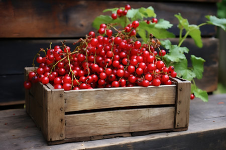 Fresh ripe Hawthorn Berrys in wooden crateの素材