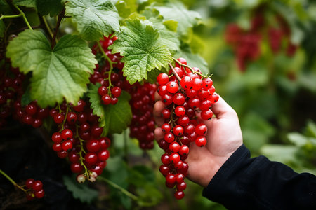 Hand picking Currant from Currant orchardの素材