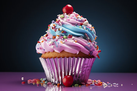 Colorful cupcake with cream and chocolateの素材