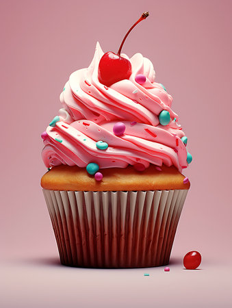 Colorful cupcake with cream and chocolateの素材