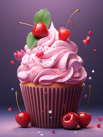 Colorful cupcake with cream and chocolateの素材