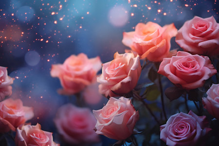 beautiful roses in the garden with bokeh background.の素材