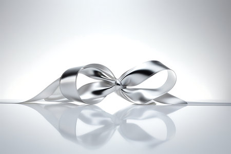 Abstract silver ribbon on a white background.の素材